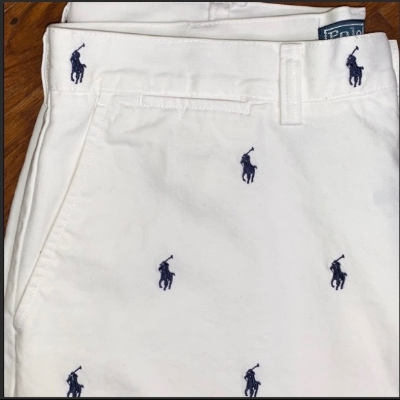 POLO by Ralph Lauren white Shorts w Navy Ponies 36 - Picture 5 of 8